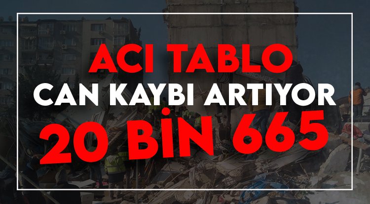 Depremde hayatını kaybedenlerin sayısı 20 bin 665'e yükseldi