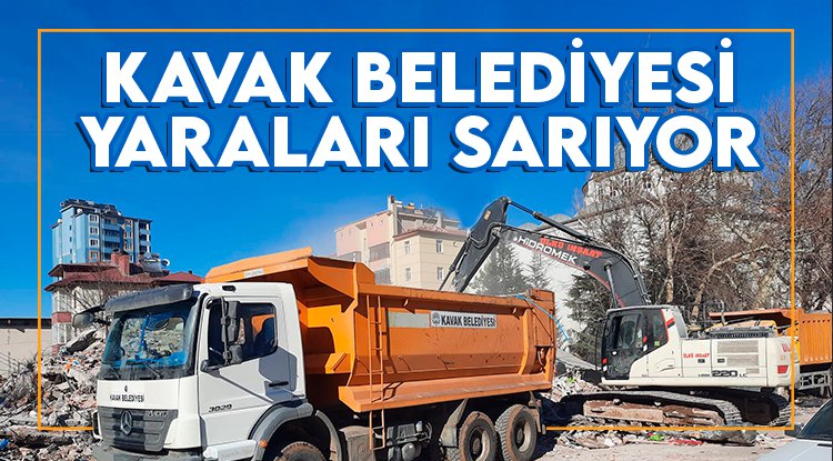 Kavak Belediyesi, deprem bölgesinde yaraları sarıyor