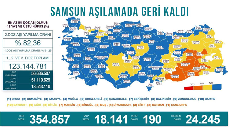 Samsun'da aşıda Karadeniz'de 9. sırada