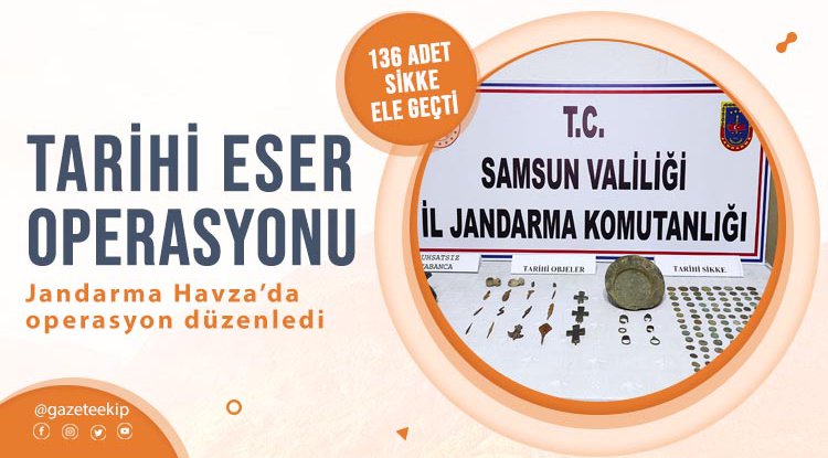 Samsun'da jandarmadan tarihi eser operasyonu