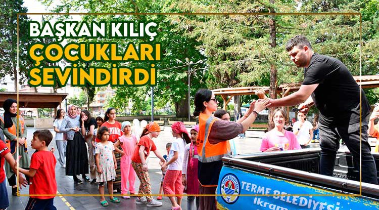Terme Belediyesi'nden çocuklara dondurma ikramı